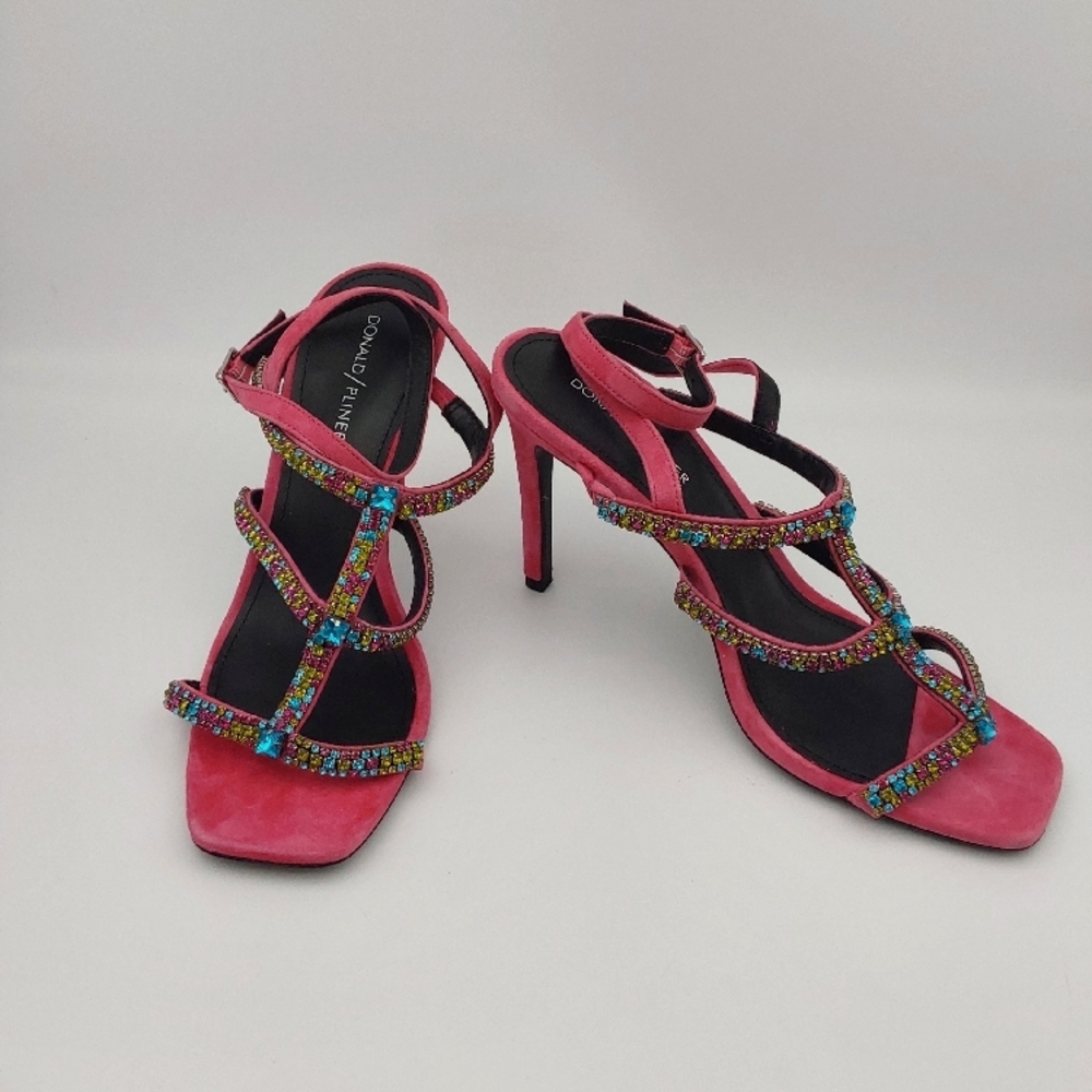 Donald Pliner Pink Strappy Heels with Multicolor Accents